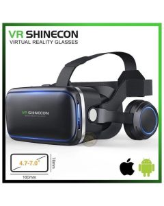 VR SHINECON Lunettes de Réalité Virtuelle VR 3D avec Écouteurs Stéréo – Compatibles Smartphones 3,5 à 7 pouces