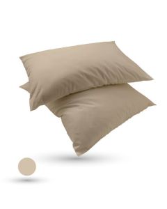 2 Taies D'oreiller uni Beige Sable - Doux & Anti-allergique (50x70 cm)