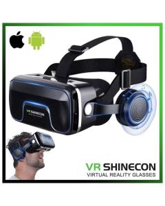 VR SHINECON Lunettes de Réalité Virtuelle VR 3D SC-G04EA avec Écouteurs Stéréo – Compatibles Smartphones 3,5 à 7 pouce