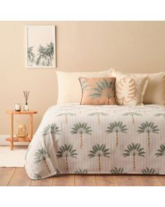 Palmera 100% Coton Piqué Imprimé Unique Vert - 200x220cm