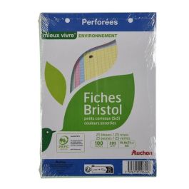 Boîte de 100 Fiches Bristol Perforées Petits Carreaux 12,5x20 cm - La  Grande Papeterie