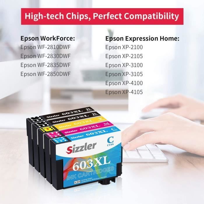 Compatible Cartouche pour Epson 603 XL 603XL Encre pour XP-2100 XP-2105  XP-2150 XP
