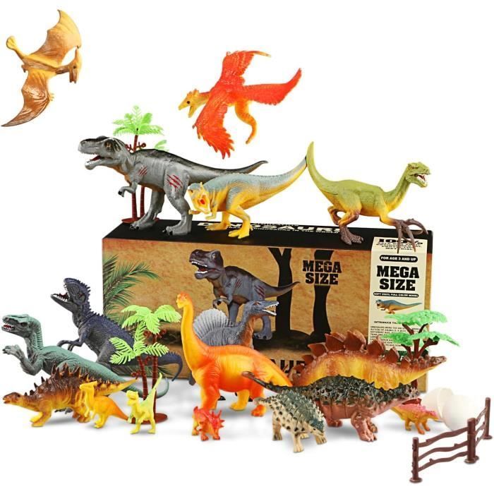 Dinosaure Jouet Réaliste Dinosaure Modèle Ensemble en Plastique Dinosaure  Chiffres Educatif Jouets pour enfants -17pcs Dinosauresm