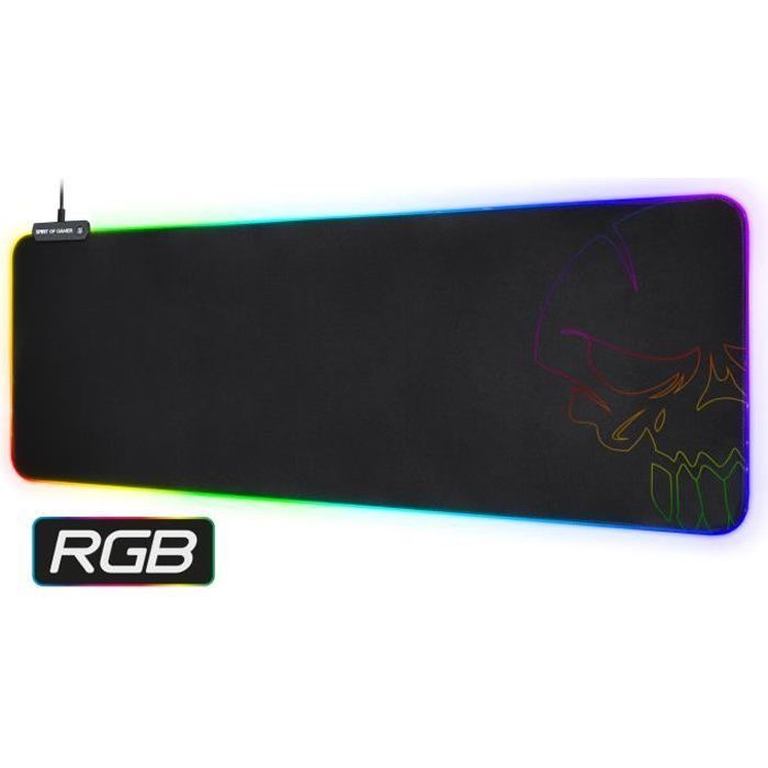 Rgb tapis de souris gaming xxl - led lumineuse tapis de souris