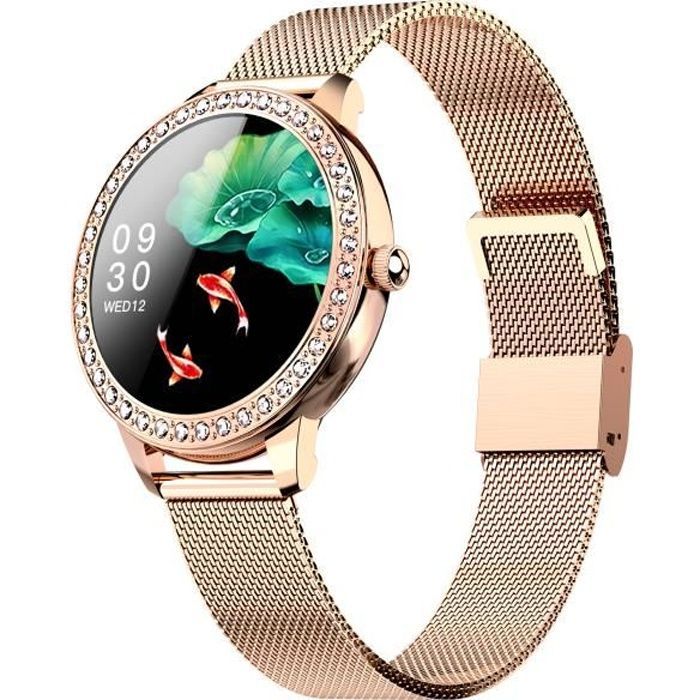 Montre Connectée Sport Femme, Bracelet Alliage 40 Strass Smartwatch avec  Période Physiologique-Blood Oxygen-Cadeau Femme
