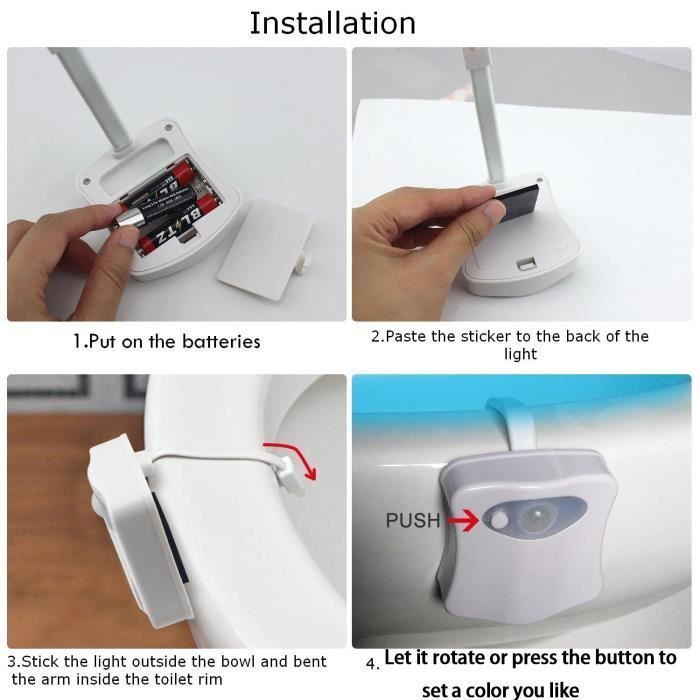 Lampe de toilette Veilleuse LED Detecteur de mouvement Eclairage Plastique  WC /