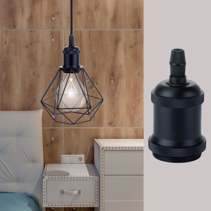 IDEGU 6PCS Retro Douille de Lampe Industrielle Noir E27 Support de Lampe  Vintage Edison Ampoule pour