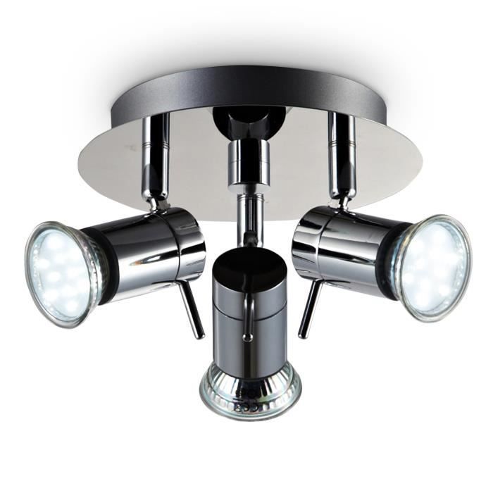 Plafonnier salle de bain LED éclairage lampe plafond sdb chrome 3