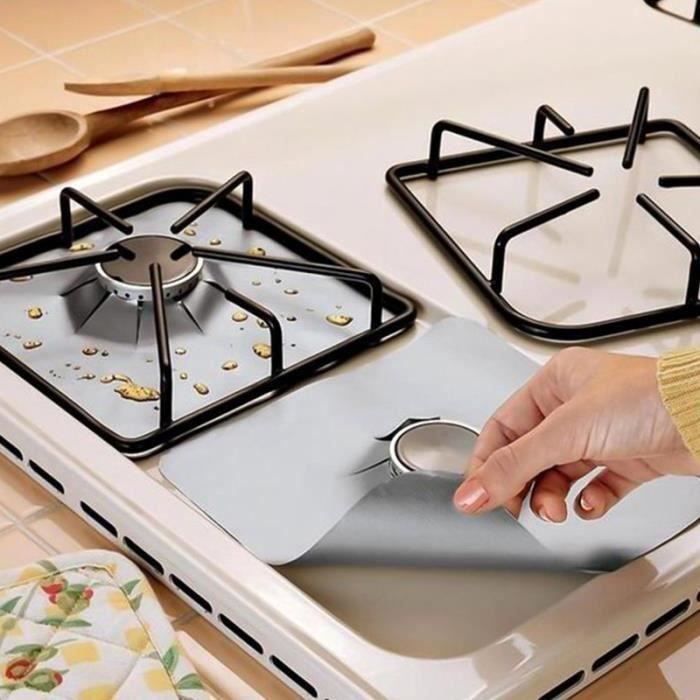 8PCS protection cuisinière Brûleur réutilisable Liner Nettoyer Tapis Pad,  antiadhésif découpable protecteurs pour gamme Réchaud à ga