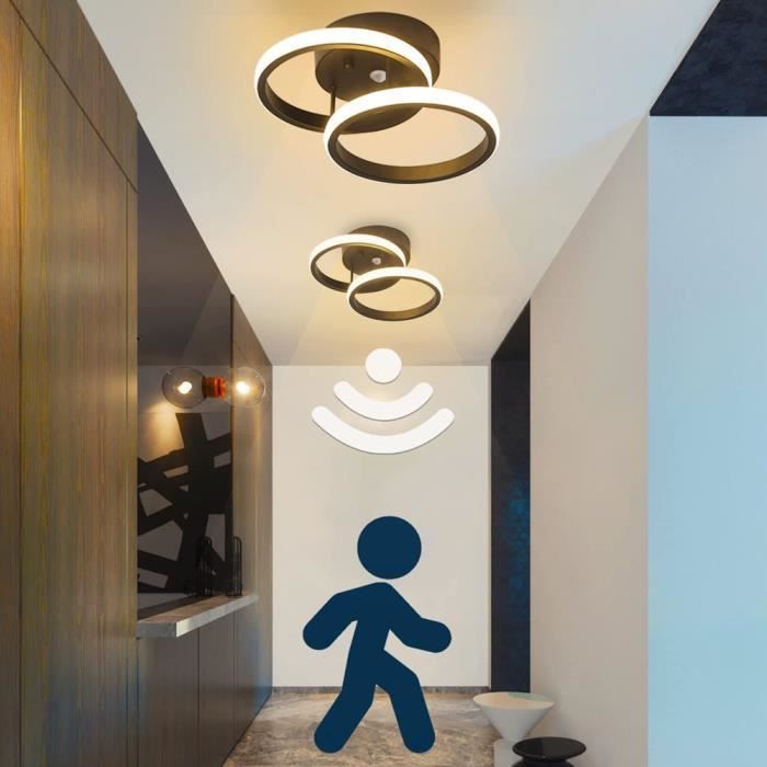 Plafonnier LED 26 W avec détecteur de mouvement Lampe de plafond moderne  avec détecteur de crépuscule Lumière de Intérieur Pour couloir salon balcon