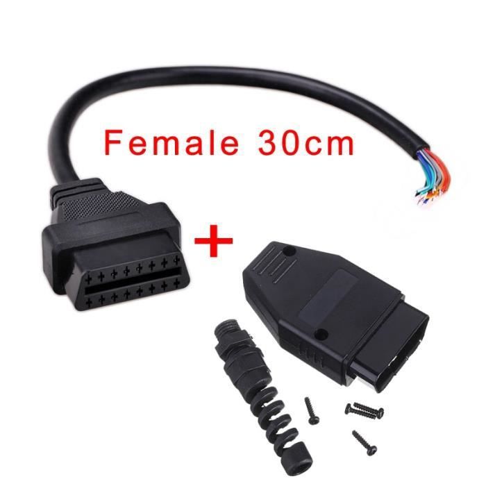 Câble de connecteur OBD2 II mâle-femelle à 16 broches with