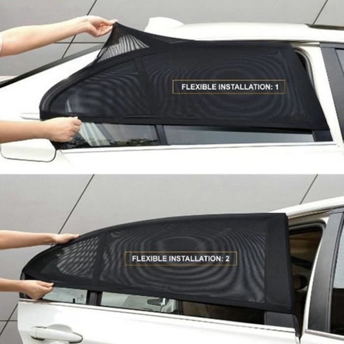 1 paire de pare-soleil pour vitres latérales avant-arrière de voiture,  couverture en maille anti-moustiques, 2 pcs Rear window
