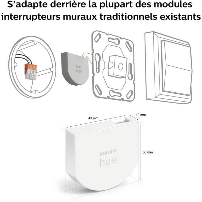 Philips Hue Module d'interrupteur mural, Pack de 2, Blanc
