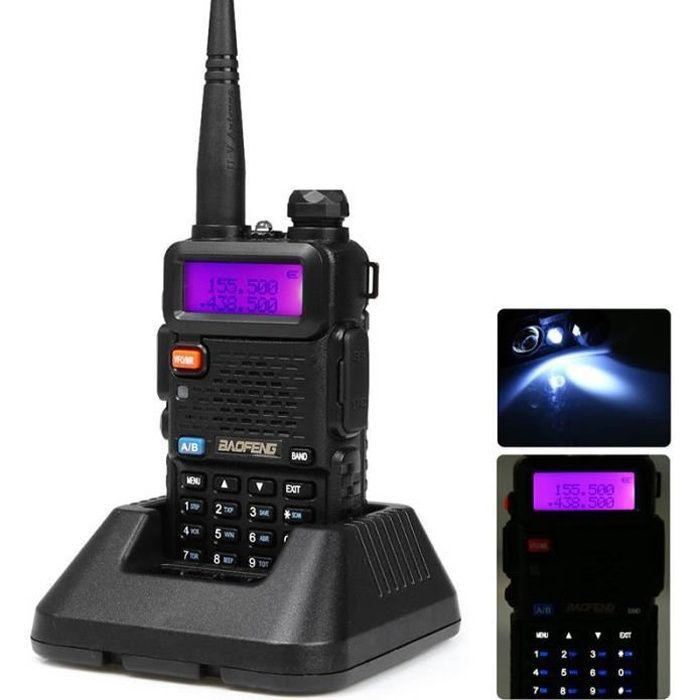 Baofeng UV-5R Talkie-walkie FM radio VHF-UHF avec double bande, affichage,  veille et horloge