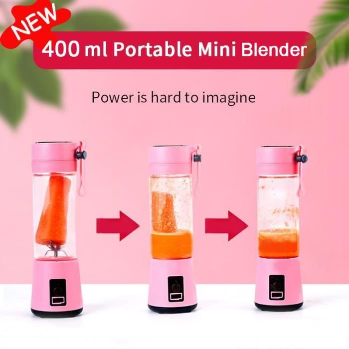 Violte Presse-agrumes portable Blender électrique USB Mini blender portable  pour shakes et smoothies Mixeur de jus de 380 ml avec six lames Idéal pour  mélanger