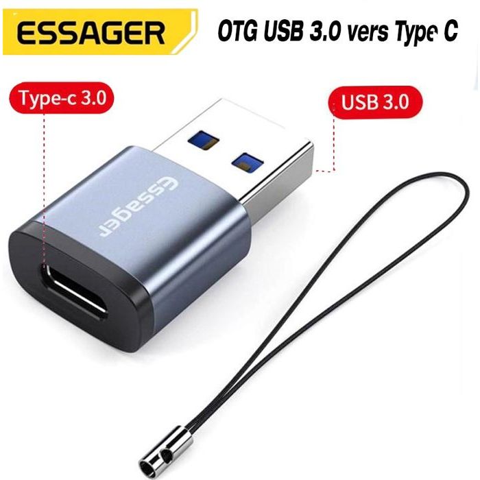 connecteur USBC vrs Type C adaptateur OTG USB 3.0 Type C mâle vers USB  femelle, convertisseur