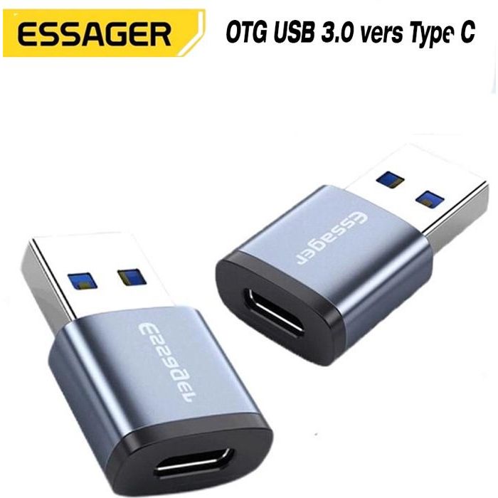 Adaptateur USB C vers USB A 3.0 OTG Aluminium USB Type C Connecteur pour  MacBook Pro 2018 / 2017 / 2016 , Galaxy S8/S8+ etc - Cdiscount Informatique