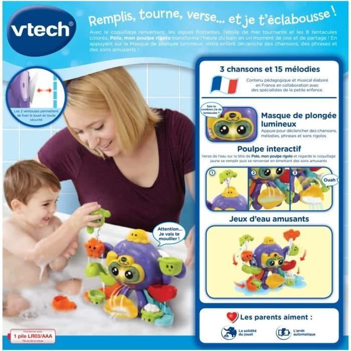 Jouet de Bain interactif VTECH BABY - Polo, Mon Poulpe Rigolo - Multicolore  - Pour Bébé de 1 à 5 ans
