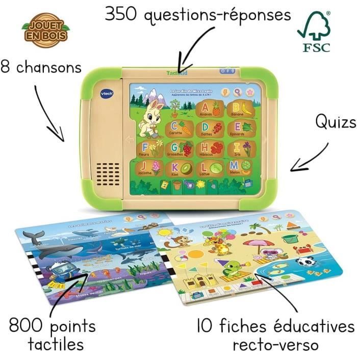Tablette éducative en bois VTECH Tactikid - Jouet FSC® pour enfant de 3 à 5  ans