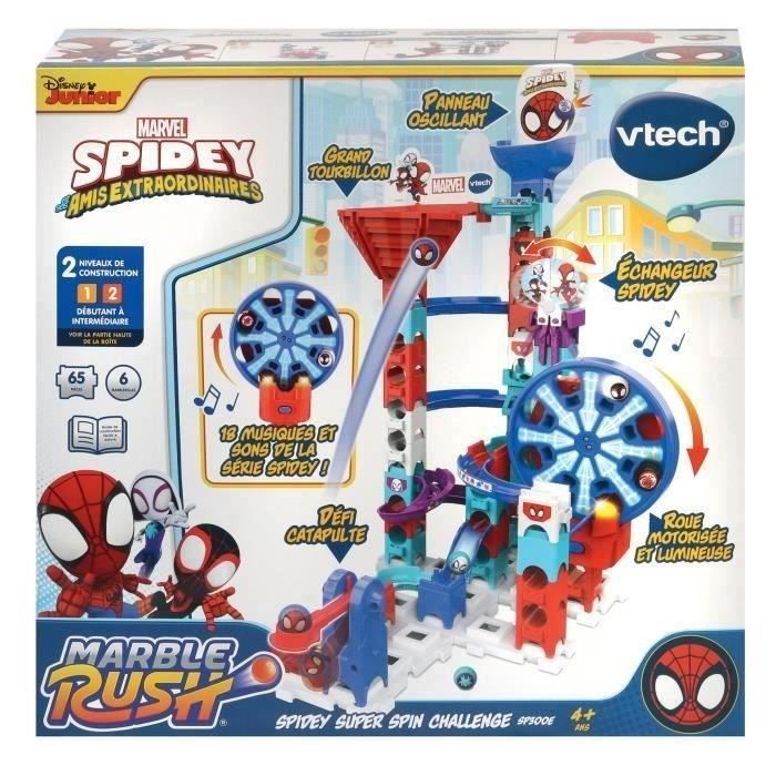 Circuit à billes interactif - VTECH - Marble Rush Spidey Super Spin  Challenge - 65 pièces - 4 ans +