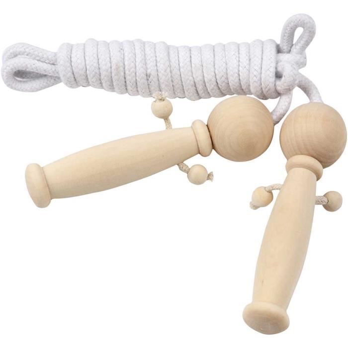 Solide corde à sauter, manche en bois en forme de poupée. réf 474330 sur  marjanemall aux meilleurs prix au Maroc