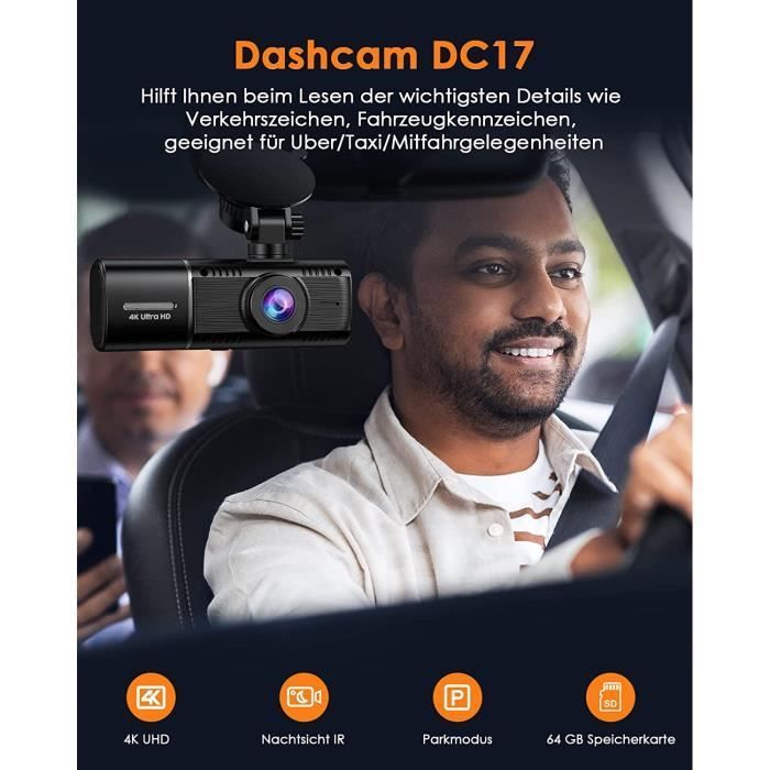 Dashcam Voiture Avant Intérieur 4K + 1080P, Caméra Embarquée pour Voiture  Vision Nocturne IR, Dash Cam avec G-Capteur,24H Mode[56]