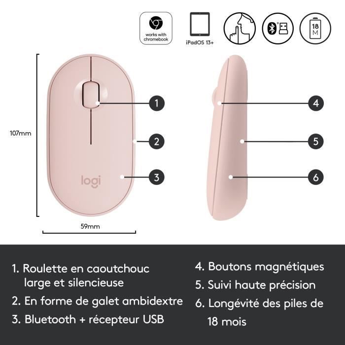 Logitech M350 Pebble Souris Sans Fil, Bluetooth …