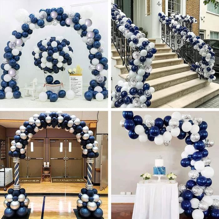 DAMILY® Kit Arche Guirlande Ballons Bleu Marine Argent pour décoration de  fête Anniversaire l'Anniversaire