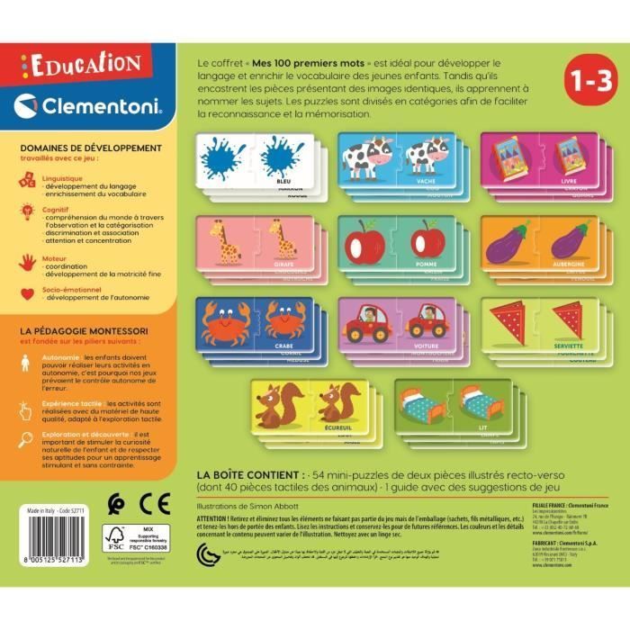 Clementoni - Jeu Educatif Mes 100 premiers mots - Montessori - 54