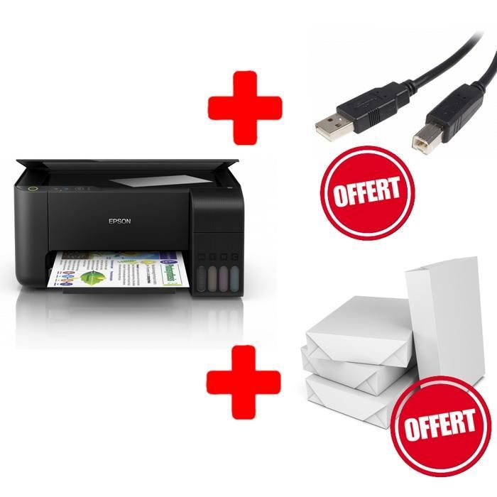 Imprimante EcoTank L3110 + Cable USB + Ramette de papier A4