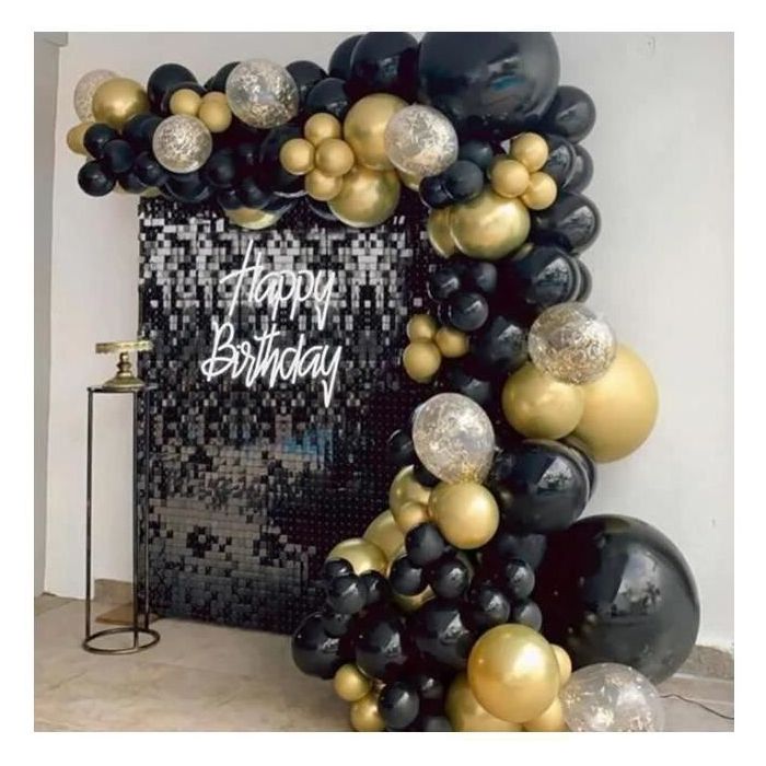 Ensemble de décorations pour fête d'anniversaire, ballon noir et or,  bannière de joyeux Anniversaire, Bar Mitzvah, 18 ans, 50 pièces/ensemble