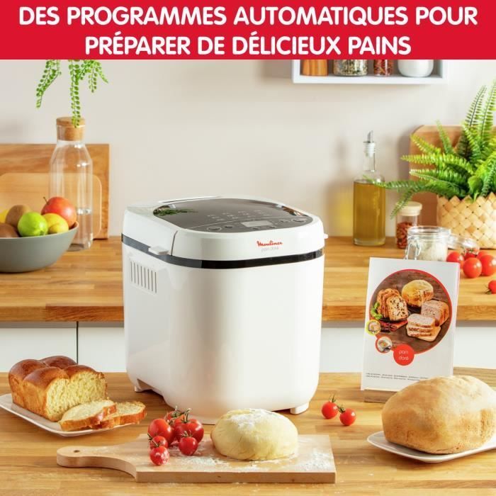 MOULINEX Machine à pain 1 kg, 20 programmes automatiques, Programme sans  gluten, Maintien au chaud, Pain Doré OW210130