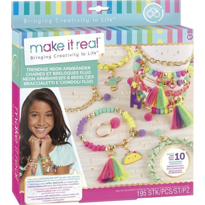 Set de perles Fluo pour fabrication de bijoux enfants - Make It Real -  Lansay