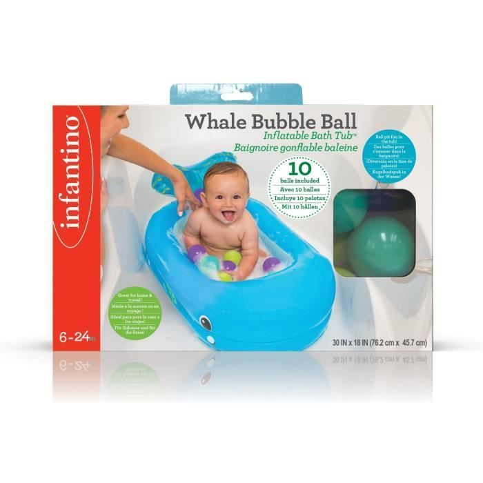 Baignoire gonflable INFANTINO Baleine - Balles de jeu et thermètre intégré  - 76 x 45 cm