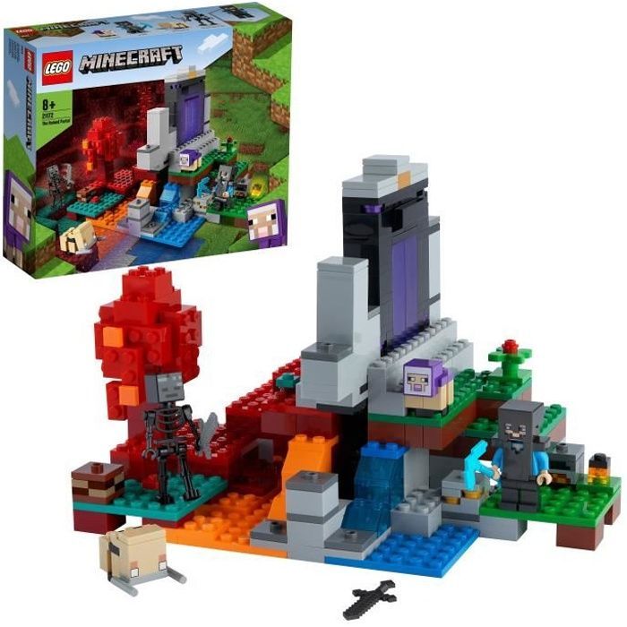 LEGO® 21172 Minecraft™ Le portail en ruine Jouet pour Fille et Garçon de 8  ans avec Figurines de Steve et Wither Squelette sur marjanemall aux  meilleurs prix au Maroc