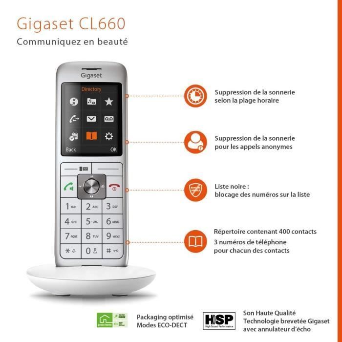 GIGASET Téléphone Fixe CL 660 Blanc