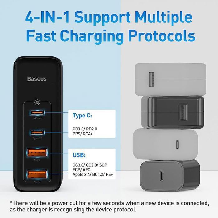 Câble USB-C 100W 2 En 1 Pour Recharge Rapide, Cordon De Chargeur Usb-c PD  Vers Usb-c 4.0, Compatible Avec POCO/Xiaomi/Samsung - Baseus