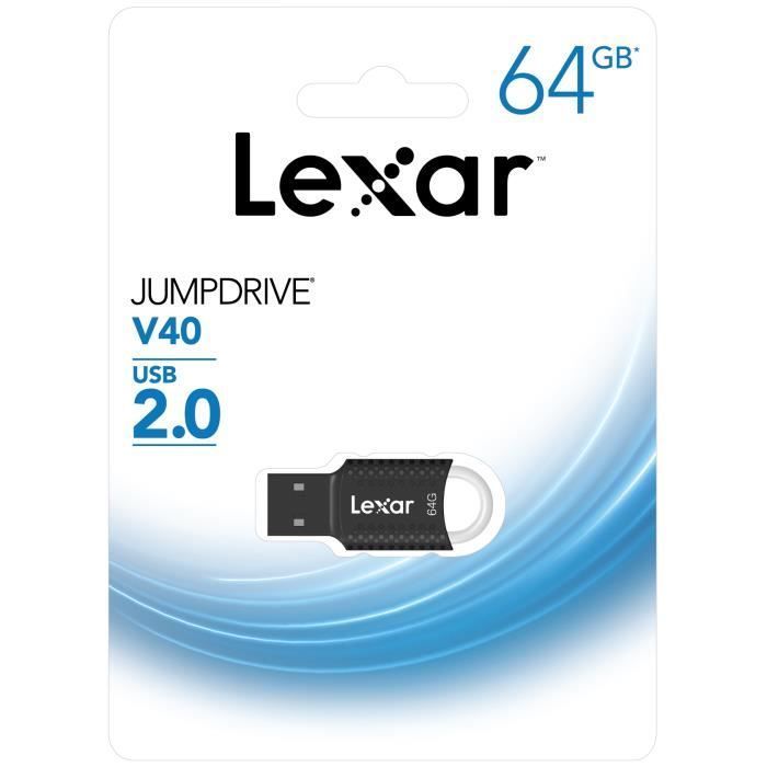 clé USB 64GO JumpDrive V40 Lexar 2.0 noire