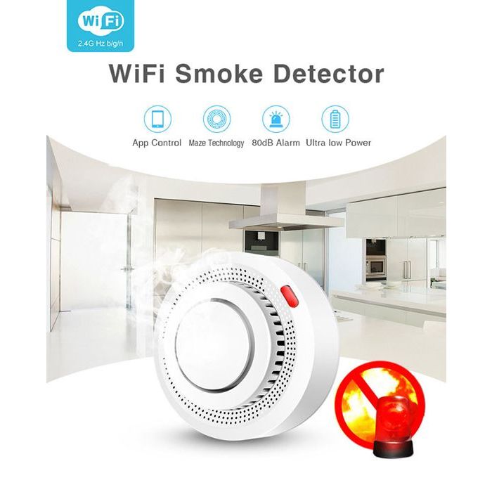 Détecteur de fumée WiFi avec alarme, protection incendies, combinaison de  maison, système de sécurité domestique pour les pompiers