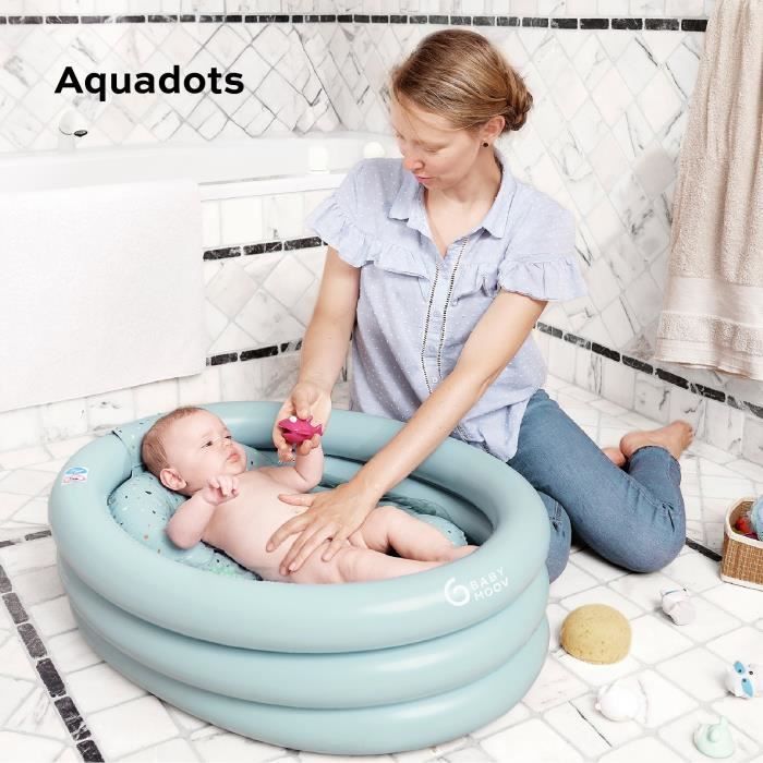 Babymoov Baignoire Gonflable de voyage, Évolutive en Piscine pour enfant,  Réducteur Amovible, De 0 à 12 mois, Aqua Dots