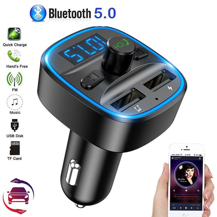 Transmetteur FM Bluetooth 5.0 Adaptateur Radio Lecteur de Musique