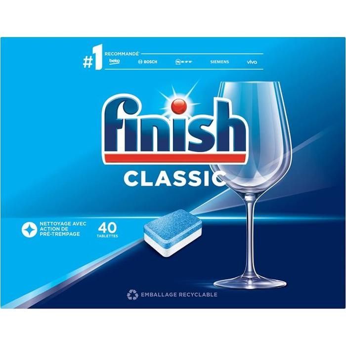 Finish Pastilles Lave-Vaisselle Classic 40 Tablettes Lave-Vaisselle