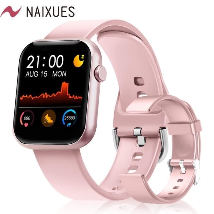 Montre Connectée Femme - NAIXUES - Fréquence Cardiaque SpO2 Sommeil  Podomètre - Smartwatch pour iOS Android