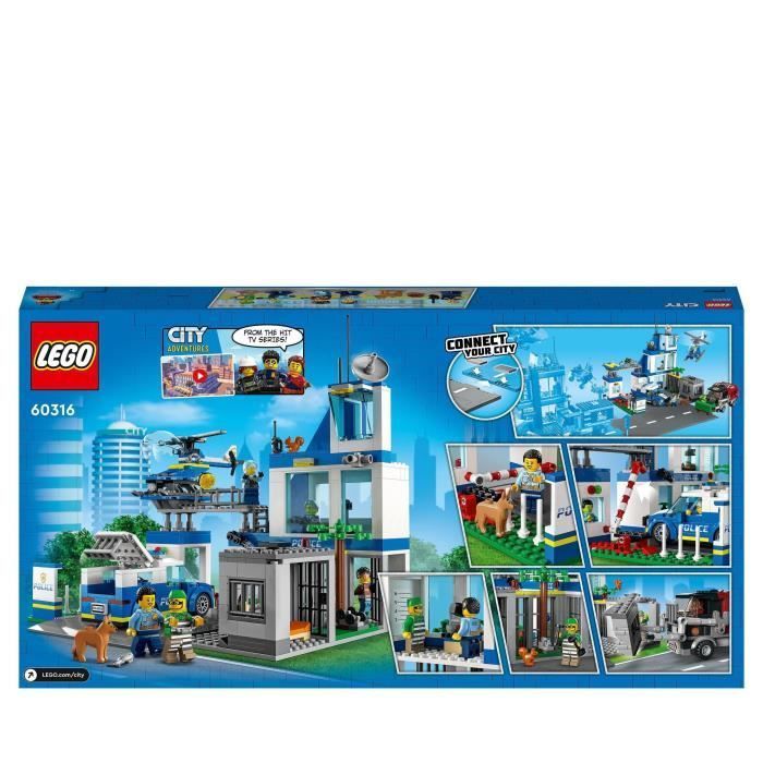 LEGO 60316 City Le Commissariat de Police: Jouet de Construction avec  Voiture, Camion de Poubelle et Hélicoptère, pour Les Enfants de 6 Ans et  Plus