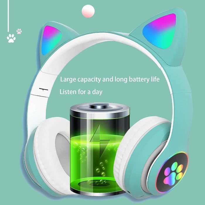 WEYE-Casques sans Fil Bluetooth pour Enfants,Oreille de Chat Mignonnes  Casque Pliable Audio sans Fil pour Enfants Bluetooth 5.[657]