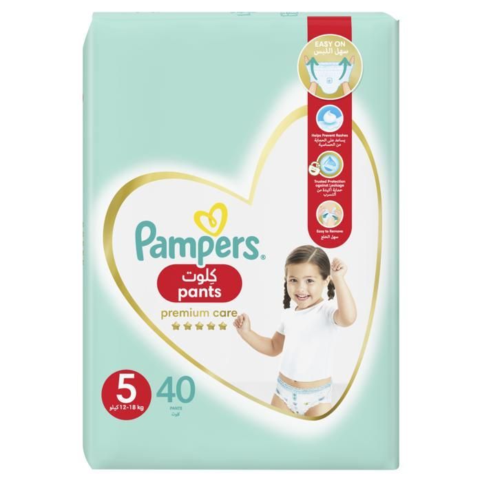 Pampers Premium Care Couches-Culottes Taille 5 (12-18kg) - 40 unités