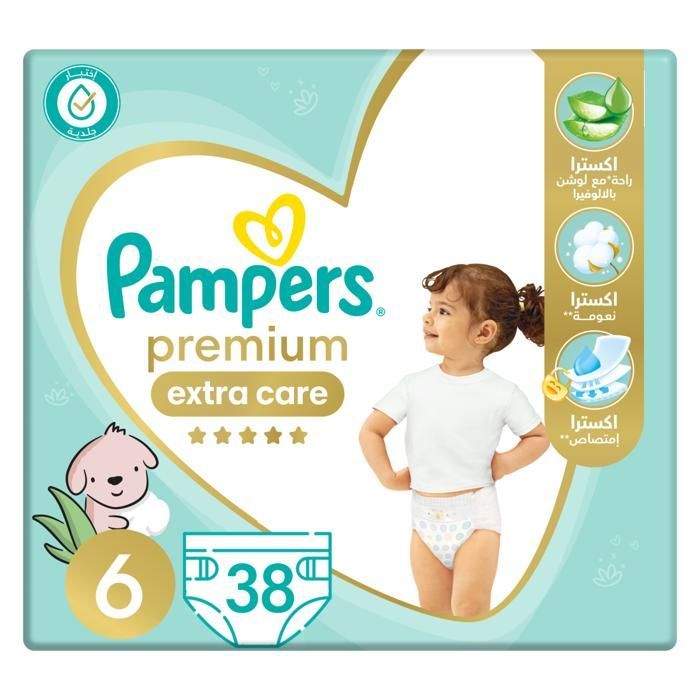Pampers Premium Care Couches Bébé Taille 6 (13kg+) - 38 unités