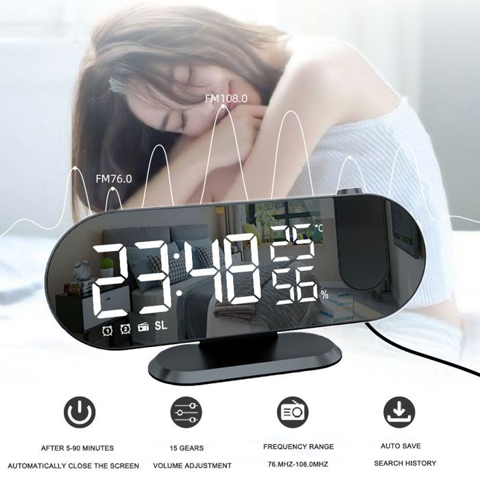 horloge de bureau avec Radio projecteur thermomètre humidité