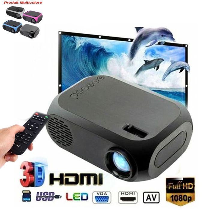 Mini Projecteur videoprojecteur Portable 1080P Supportée Home Cinéma,  Compatible avec Smartphone HDMI Firestick USB : : High-Tech