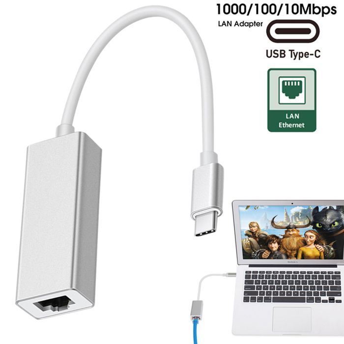 Adaptateur Ethernet USB C vers RJ45 LAN 10/100Mbps Type C Carte Réseau USB  Ethernet pour